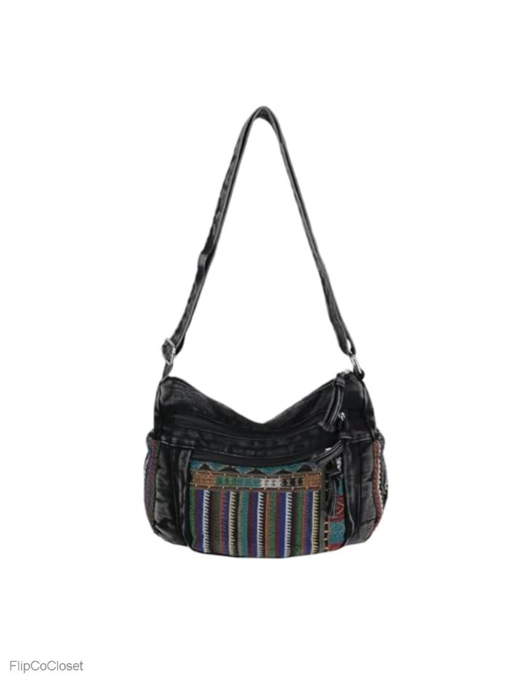 Womens Boho Denim Crossbody Bag with Pockets